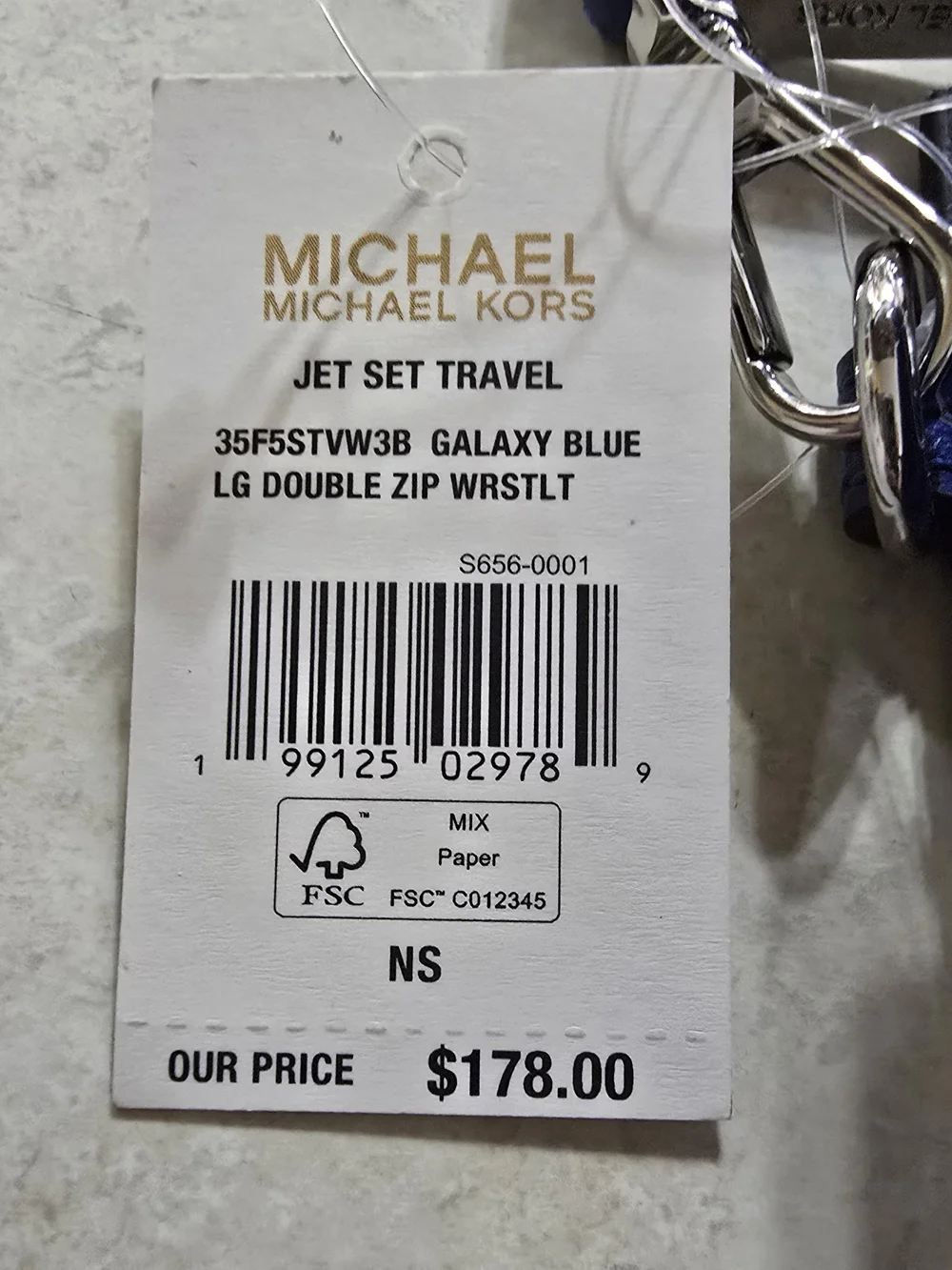 Michael Kors Jet Set Travel Double Zip Wristlet Wallet MK Logo Galaxy Blue